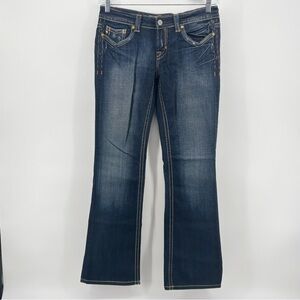 Mek Denim Womens Dark Wash "FREMONT" Faded Bootcut Jeans Size 28x32‎